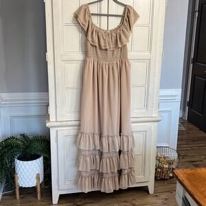 Bailey's Blossoms Maxi Dress smocked bodice great for photoshoot